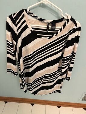 Black and Cream Striped Women's Top